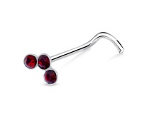 Red Stone Silver Curved Nose Stud NSKB-93